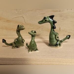 Whimsical Green Hagen Renaker Dragon Figurine Trio